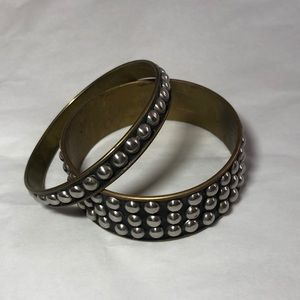 Bangle set - gold black and silver tone set of 2